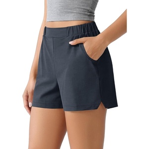 image:imageODODOS Stretch Woven Relaxed Shorts for Women Elastic High Waist Summer Lightweight Casual Shorts with PocketsDeep Navy