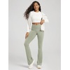 image:imageODODOS Crossover Flare Leggings for Women Wide Leg Lounge Casual Bootcut VShaped Yoga Pants with Back PocketLime Stone