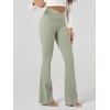 image:imageODODOS Crossover Flare Leggings for Women Wide Leg Lounge Casual Bootcut VShaped Yoga Pants with Back PocketLime Stone