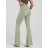 image:imageODODOS Crossover Flare Leggings for Women Wide Leg Lounge Casual Bootcut VShaped Yoga Pants with Back PocketLime Stone