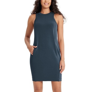 image:imageODODOS Modal Soft Loose Tank Dress for Women Casual Sleeveless Sundress with Kangaroo Pocket Summer DressDeep Blue