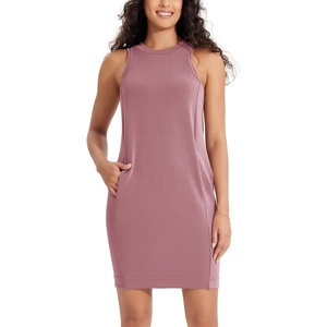 image:imageODODOS Modal Soft Loose Tank Dress for Women Casual Sleeveless Sundress with Kangaroo Pocket Summer DressMauve Pink