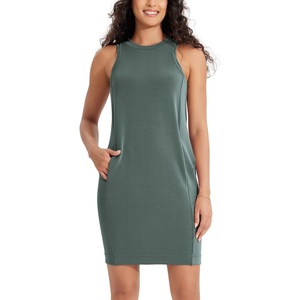 image:imageODODOS Modal Soft Loose Tank Dress for Women Casual Sleeveless Sundress with Kangaroo Pocket Summer DressSlate Green