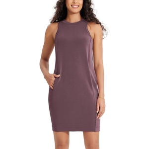 image:imageODODOS Modal Soft Loose Tank Dress for Women Casual Sleeveless Sundress with Kangaroo Pocket Summer DressTulipwood
