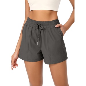 image:imageODODOS Stretch Woven Athletic Shorts for Women High Waist Summer Lightweight Casual Shorts with PocketsCharcoal
