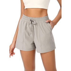 image:imageODODOS Stretch Woven Athletic Shorts for Women High Waist Summer Lightweight Casual Shorts with PocketsLight Gray