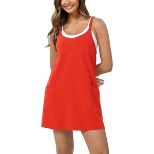 image:imageODODOS Womens Purevibe Cotton Mini Dress with Pockets Strappy Racerback Cover Up Tank Dress Shirts Not IncludedOrange