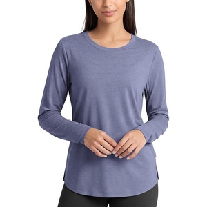 image:imageODODOS Womens Long Sleeve Performance Tunic Tops Ultra Soft odSTRATUM Tech Crew Neck Tee Side Slit Relaxed TShirtsCosmic Heather