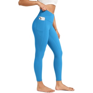 image:imageODODOS Womens Crossover Leggings with StayPut Pocket 25  28 Buttery Soft V High Waist Lounge Yoga PantsAzure
