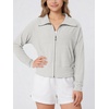 image:imageODODOS Womens Stand Collar Full Zip Jacket  Ultra Soft odSTRATUM Tech Everyday Performance Outerwear with Pockets UPF 50Salt Heather