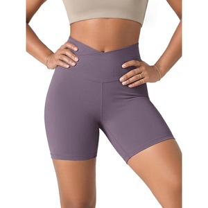 image:imageODODOS Womens Crossover Yoga Shorts with Back Pocket 6  8 V High Wasit Lounge Biker ShortsAsh Violet