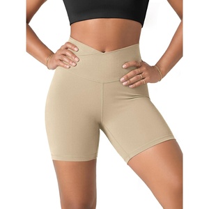 image:imageODODOS Womens Crossover Yoga Shorts with Back Pocket 6  8 V High Wasit Lounge Biker ShortsBeige