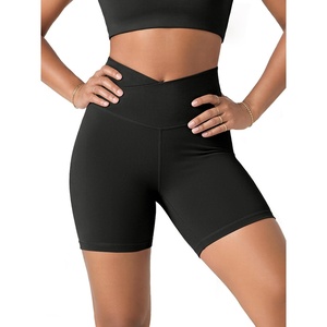 image:imageODODOS Womens Crossover Yoga Shorts with Back Pocket 6  8 V High Wasit Lounge Biker ShortsBlack