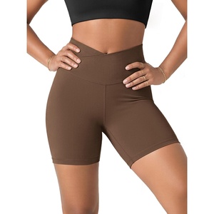 image:imageODODOS Womens Crossover Yoga Shorts with Back Pocket 6  8 V High Wasit Lounge Biker ShortsBrunette