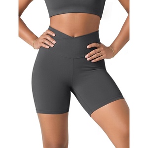 image:imageODODOS Womens Crossover Yoga Shorts with Back Pocket 6  8 V High Wasit Lounge Biker ShortsCharcoal
