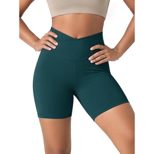image:imageODODOS Womens Crossover Yoga Shorts with Back Pocket 6  8 V High Wasit Lounge Biker ShortsForest Teal