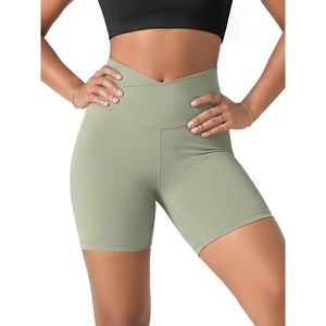image:imageODODOS Womens Crossover Yoga Shorts with Back Pocket 6  8 V High Wasit Lounge Biker ShortsLime Stone