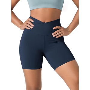 image:imageODODOS Womens Crossover Yoga Shorts with Back Pocket 6  8 V High Wasit Lounge Biker ShortsNavy