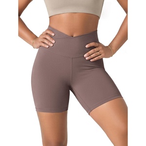 image:imageODODOS Womens Crossover Yoga Shorts with Back Pocket 6  8 V High Wasit Lounge Biker ShortsPurple Taupe