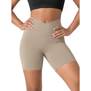 image:imageODODOS Womens Crossover Yoga Shorts with Back Pocket 6  8 V High Wasit Lounge Biker ShortsShaker Beige