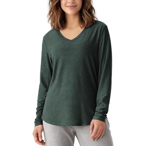 image:imageODODOS Womens Long Sleeve Performance VNeck Tunic Tops Ultra Soft odSTRATUM Tech Tee Side Slit Relaxed TShirtsAspen Heather
