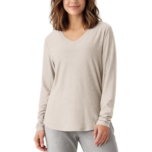 image:imageODODOS Womens Long Sleeve Performance VNeck Tunic Tops Ultra Soft odSTRATUM Tech Tee Side Slit Relaxed TShirtsEcru Heather