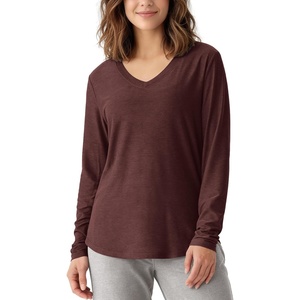 image:imageODODOS Womens Long Sleeve Performance VNeck Tunic Tops Ultra Soft odSTRATUM Tech Tee Side Slit Relaxed TShirtsJava Heather