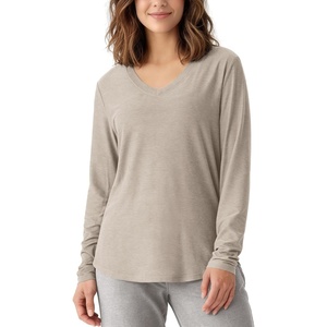 image:imageODODOS Womens Long Sleeve Performance VNeck Tunic Tops Ultra Soft odSTRATUM Tech Tee Side Slit Relaxed TShirtsMocha Heather
