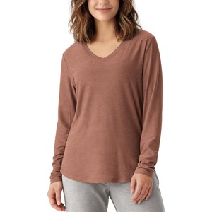 image:imageODODOS Womens Long Sleeve Performance VNeck Tunic Tops Ultra Soft odSTRATUM Tech Tee Side Slit Relaxed TShirtsTamarind Heather