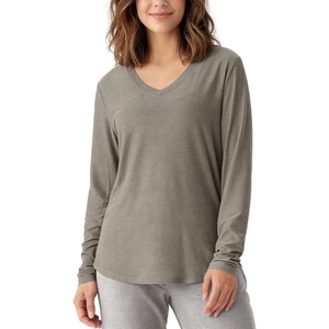 image:imageODODOS Womens Long Sleeve Performance VNeck Tunic Tops Ultra Soft odSTRATUM Tech Tee Side Slit Relaxed TShirtsWarm Grey Heather