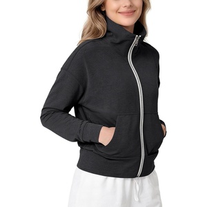 image:imageODODOS Womens Stand Collar Full Zip Jacket  Ultra Soft odSTRATUM Tech Everyday Performance Outerwear with Pockets UPF 50Black Heather