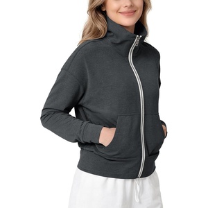 image:imageODODOS Womens Stand Collar Full Zip Jacket  Ultra Soft odSTRATUM Tech Everyday Performance Outerwear with Pockets UPF 50Charcoal Heather