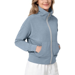 image:imageODODOS Womens Stand Collar Full Zip Jacket  Ultra Soft odSTRATUM Tech Everyday Performance Outerwear with Pockets UPF 50Dusty Blue Heather