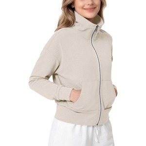 image:imageODODOS Womens Stand Collar Full Zip Jacket  Ultra Soft odSTRATUM Tech Everyday Performance Outerwear with Pockets UPF 50Ecru Heather