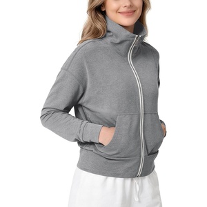 image:imageODODOS Womens Stand Collar Full Zip Jacket  Ultra Soft odSTRATUM Tech Everyday Performance Outerwear with Pockets UPF 50Grey Heather