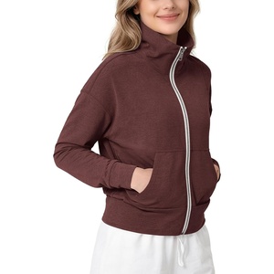 image:imageODODOS Womens Stand Collar Full Zip Jacket  Ultra Soft odSTRATUM Tech Everyday Performance Outerwear with Pockets UPF 50Java Heather