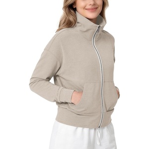 image:imageODODOS Womens Stand Collar Full Zip Jacket  Ultra Soft odSTRATUM Tech Everyday Performance Outerwear with Pockets UPF 50Mocha Heather