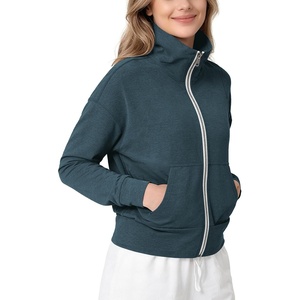 image:imageODODOS Womens Stand Collar Full Zip Jacket  Ultra Soft odSTRATUM Tech Everyday Performance Outerwear with Pockets UPF 50Navy Heather