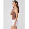 image:imageODODOS Womens Performance Crop Cami Tank with Builtin Bra  Ultra Soft odSTRATUM Tech Spaghetti Straps Yoga Sports BraTamarind Heather