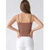image:imageODODOS Womens Performance Crop Cami Tank with Builtin Bra  Ultra Soft odSTRATUM Tech Spaghetti Straps Yoga Sports BraTamarind Heather