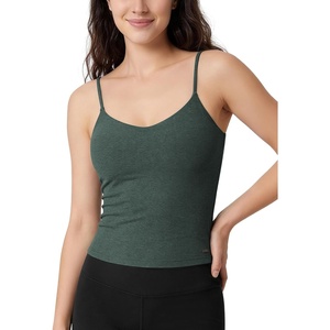 image:imageODODOS Womens CrossBack Crop Cami with Builtin Bra  Ultra Soft odSTRATUM Tech Performance Low Support Yoga Sports BraAspen Heather