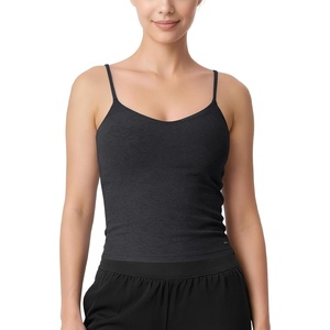 image:imageODODOS Womens CrossBack Crop Cami with Builtin Bra  Ultra Soft odSTRATUM Tech Performance Low Support Yoga Sports BraBlack Heather