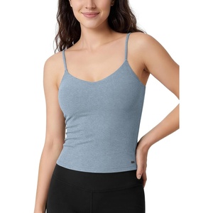 image:imageODODOS Womens CrossBack Crop Cami with Builtin Bra  Ultra Soft odSTRATUM Tech Performance Low Support Yoga Sports BraDusty Blue Heather