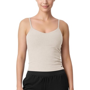 image:imageODODOS Womens CrossBack Crop Cami with Builtin Bra  Ultra Soft odSTRATUM Tech Performance Low Support Yoga Sports BraEcru Heather