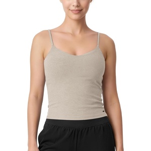 image:imageODODOS Womens CrossBack Crop Cami with Builtin Bra  Ultra Soft odSTRATUM Tech Performance Low Support Yoga Sports BraMocha Heather