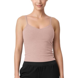 image:imageODODOS Womens CrossBack Crop Cami with Builtin Bra  Ultra Soft odSTRATUM Tech Performance Low Support Yoga Sports BraRose Pink Heather
