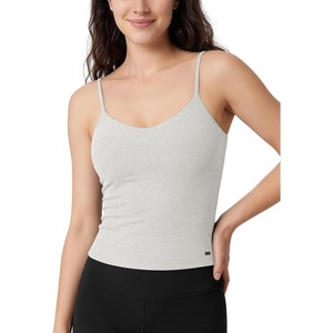 image:imageODODOS Womens CrossBack Crop Cami with Builtin Bra  Ultra Soft odSTRATUM Tech Performance Low Support Yoga Sports BraSalt Heather