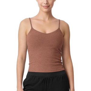 image:imageODODOS Womens CrossBack Crop Cami with Builtin Bra  Ultra Soft odSTRATUM Tech Performance Low Support Yoga Sports BraTamarind Heather