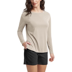 image:imageODODOS Womens Relaxed Fit Long Sleeve Shirts Boat Neck Side Slit PeachSoft Casual Lounge Yoga TopsBeige