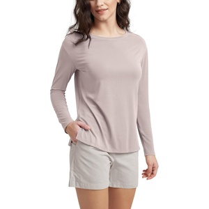 image:imageODODOS Womens Relaxed Fit Long Sleeve Shirts Boat Neck Side Slit PeachSoft Casual Lounge Yoga TopsDusty Pink